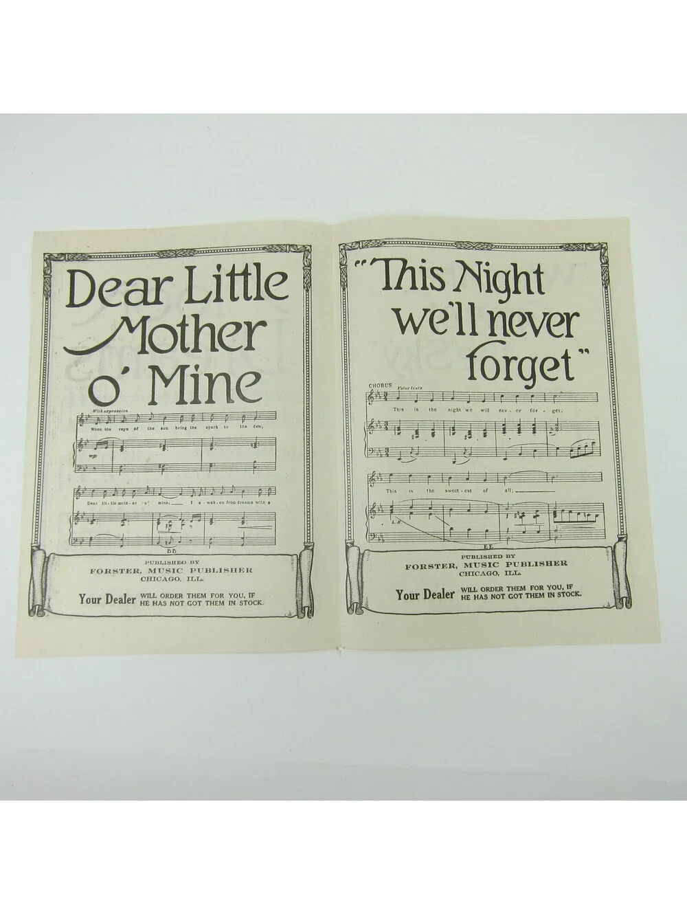 Sheet Music Sampler Forster Music Publisher Chicago Illinois Antique c 1915 RARE